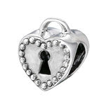 B12-C6090 -  925 Sterling Silver Heart Lock European Charm Bead