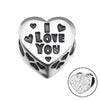 Sterling silver heart european charm bead I love you