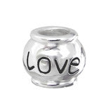 Sterling silver love round barrel European charm bead