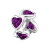 Sterling silver purple amethyst hearts european charm bead