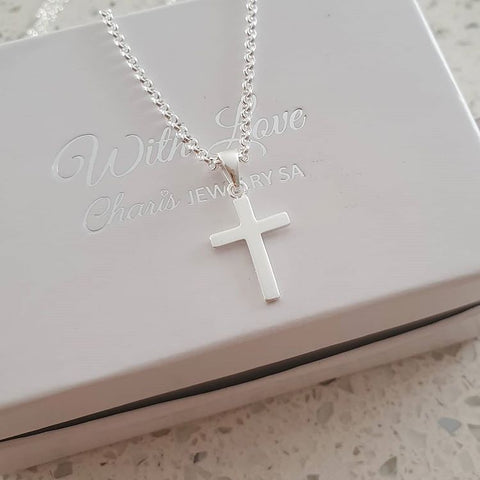 Hope 925 Sterling Silver Cross Necklace, 11x15mm on a 45cm chain