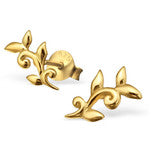  Gold Plated Sterling Silver Leaf Ear Studs