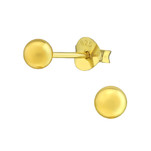 Cassidy-Gold, Gold Plated 925 Sterling Silver Ball Ear Studs, Size Small: 4mm