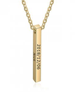 Personalized Bar necklace, Gold stainless steel