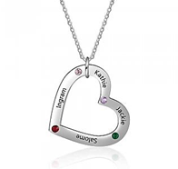 Personalized stainless steel names and birthstones heart necklace