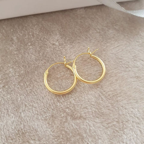 Janelle Gold Plated 925 Sterling Silver Hoop Earrings with French Lock,16mm