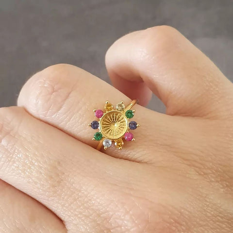 Atarah Gold Plated 925 Sterling Silver CZ Flower Ring