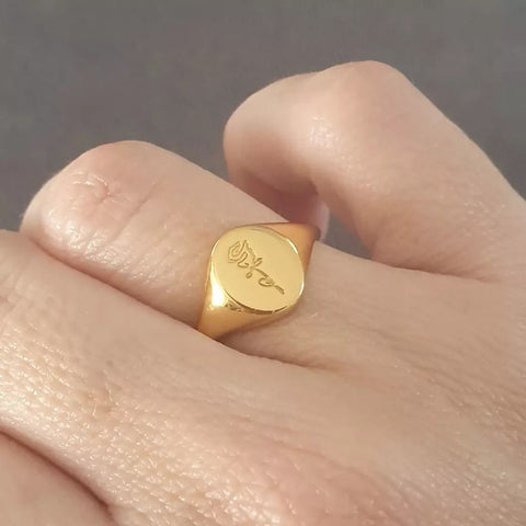 Rosa-Gold, Gold Plated 925 Sterling Silver Rose Signet Ring