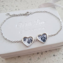 Personalized heart photo bracelet