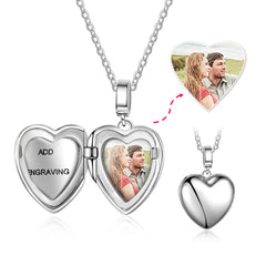 Personalized photo heart locket necklace