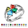 CRI102501 - 925 Sterling Silver Personalized Ring, Names and Birthstones