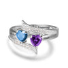CRI102499 - 925 Sterling Silver Personalized Ring, Names and Birthstones