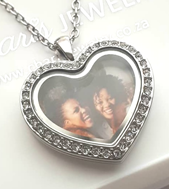 FL5 - Personalized Heart Locket Necklace with Photo, Silver Stainless Steel