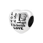 Sterling silver love heart european charm bead