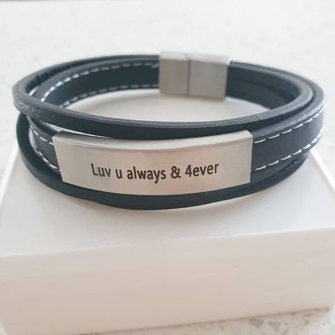 Men's personalized leather bracelet strap