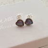 Silver Multi lavender heart opal earrings