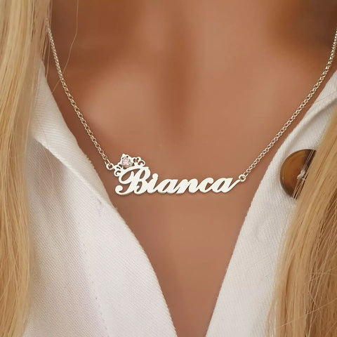 Personalized birthstone name necklace