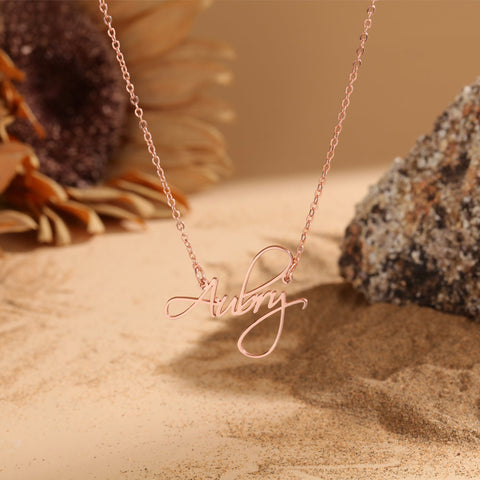 CNE107494RG - Rose Gold Plated Sterling Silver Dainty Personalized Name Necklace