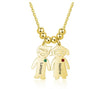 CNE106952G - Gold Stainless Steel Birthstone & Engraved Children  Necklace ( Up to 5 Pendants)