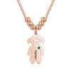 CNE106952RG - Rose Gold Stainless Steel Birthstone & Engraved Children Necklace ( Up to 5 Pendants)