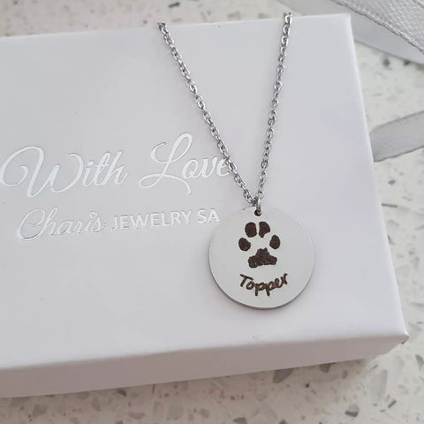 Personalized paw print necklace