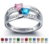 CRI102000 - 925 Sterling Silver Personalized Ring, Names and Birthstones