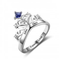 personalized couples names and birthstones crown ring