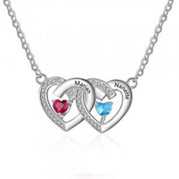  Sterling Silver Entwined Hearts with Birthstones