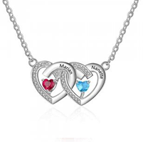 Sterling Silver Entwined Hearts with Birthstones