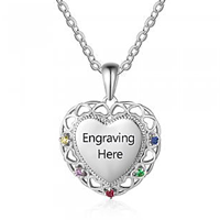  Sterling Silver Fancy Heart Necklace with Birthstones