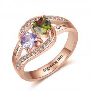  Personalized Rose Gold over 925 Sterling Silver CZ Ring