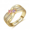 Personalized Gold over 925 Sterling Silver CZ Ring