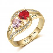 Personalized Gold over 925 Sterling Silver CZ Ring
