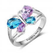CRI103543 - Personalized Names & Birthstones 925 Sterling Silver Ring