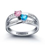 Personalized ring couples names and birthstones
