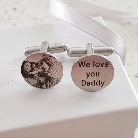 Personalized cuff links, stainless steel