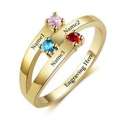 CRI103444 - Gold Plated 925 Sterling Silver Personalized Names & Birthstones Ring
