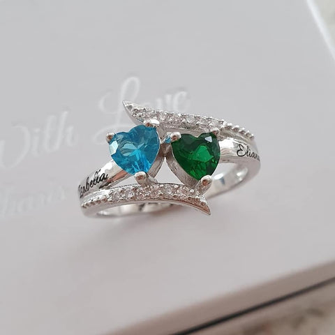 Personalized names and birthstones ring