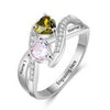 CRI103466 Sterling Silver Personalized Names & Birthstones Ring