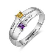 CRI103709 - 925 Sterling Silver Personalized Ring, Names and Birthstones