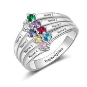 CRI103757 - 925 Sterling Silver Personalized Ring, Names and Birthstones