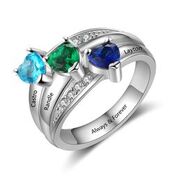 CRI103851 - 925 Sterling Silver Personalized Ring, Names and Birthstones