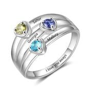CRI103922 - 925 Sterling Silver Personalized Ring, Names and Birthstones