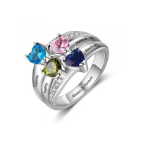 CRI103845 Sterling Silver Personalized Names & Birthstones Ring