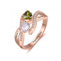 CRI103674 Rose Gold Plated Sterling Silver Personalized Names & Birthstones Ring