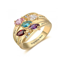 CRI103563 Gold Plated Sterling Silver Personalized Names & Birthstones Ring