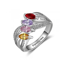 CRI103594 Sterling Silver Personalized Names & Birthstones Ring