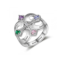 CRI103852 Sterling Silver Personalized Names & Birthstones Ring