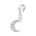 Sterling silver cz stone moon charm dangle for charm bracelet