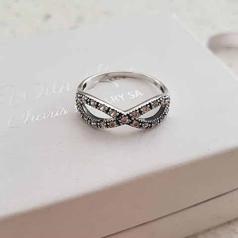 Emery 925 Sterling Silver Infinity Ring with Stones